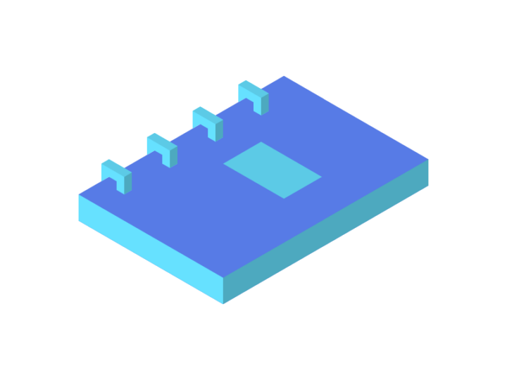 Blue notebook.